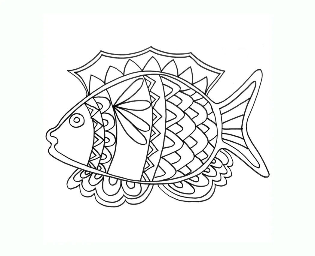 Fische-Bild zum Herunterladen und Ausmalen