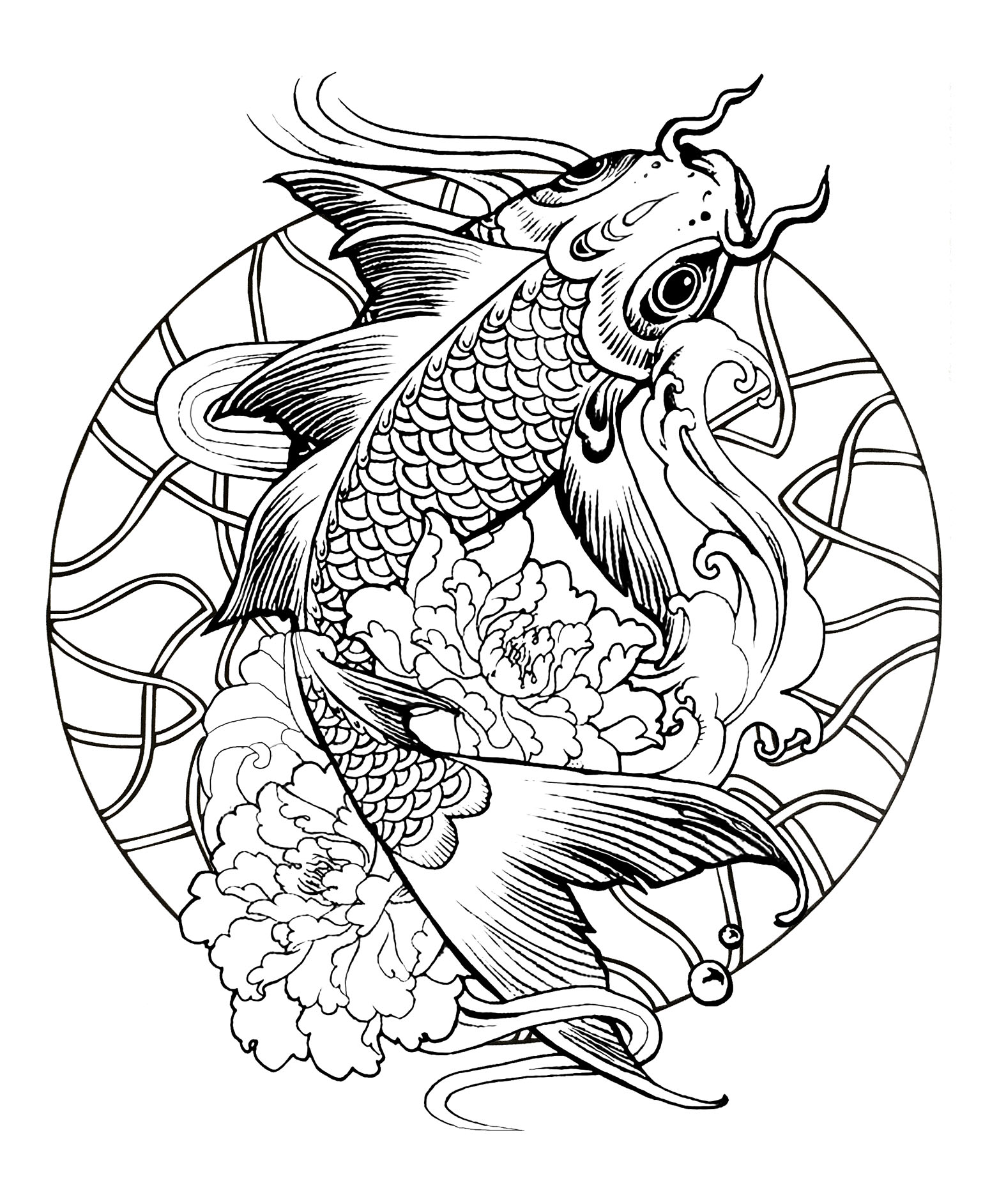 Fische-Bild zum Herunterladen und Ausmalen