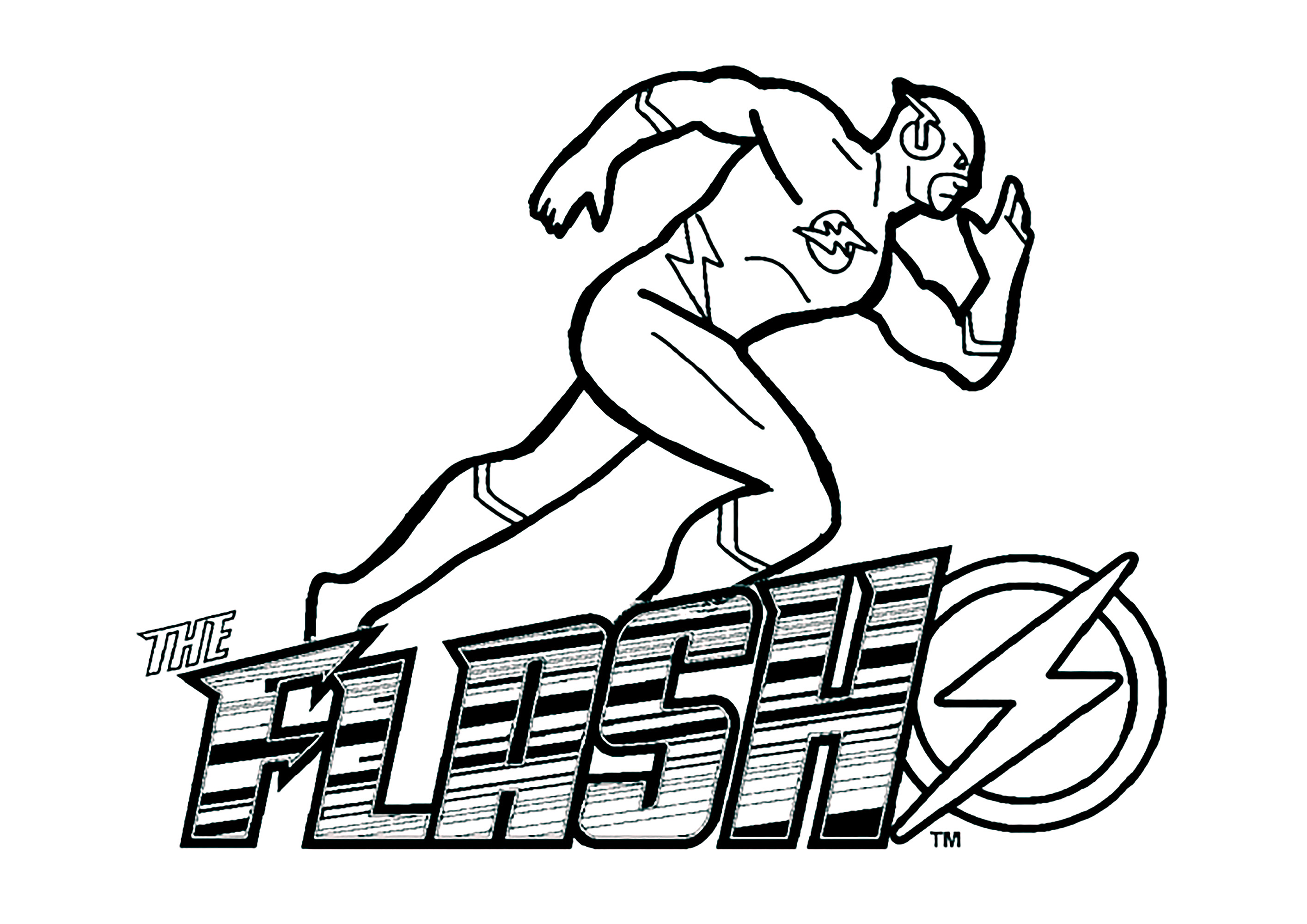 Flash und sein Logo (Ausmalbild zum Ausdrucken und Ausmalen für Kinder)