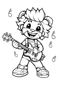 Löwe mit Gitarre (inspiriert von Charakteren aus FNAF) (Ausmalbild von Fünf Nächte bei Freddy)