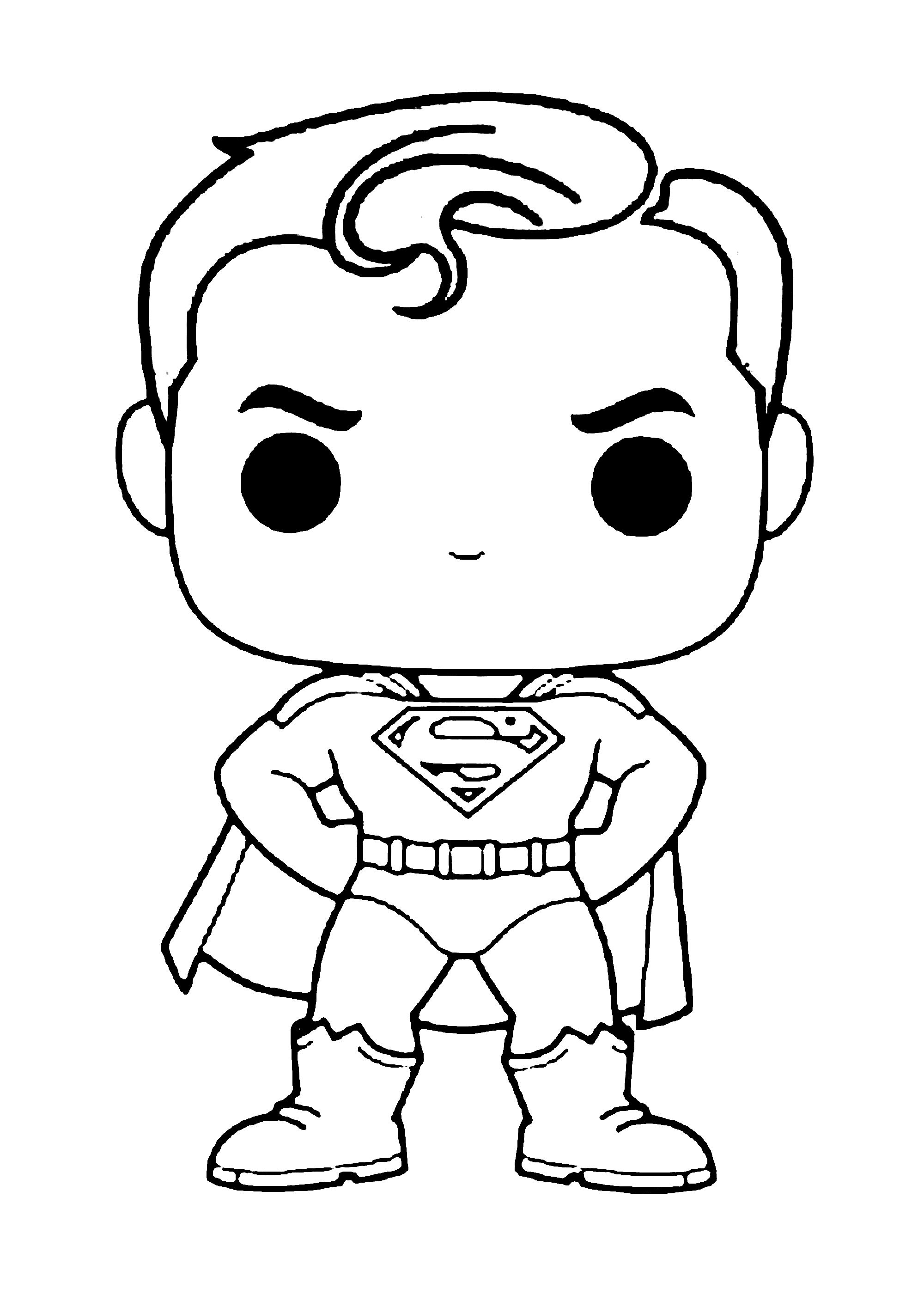 Superman (Ausmalbild von Funko Pop zum Ausdrucken und Ausmalen für Kinder)