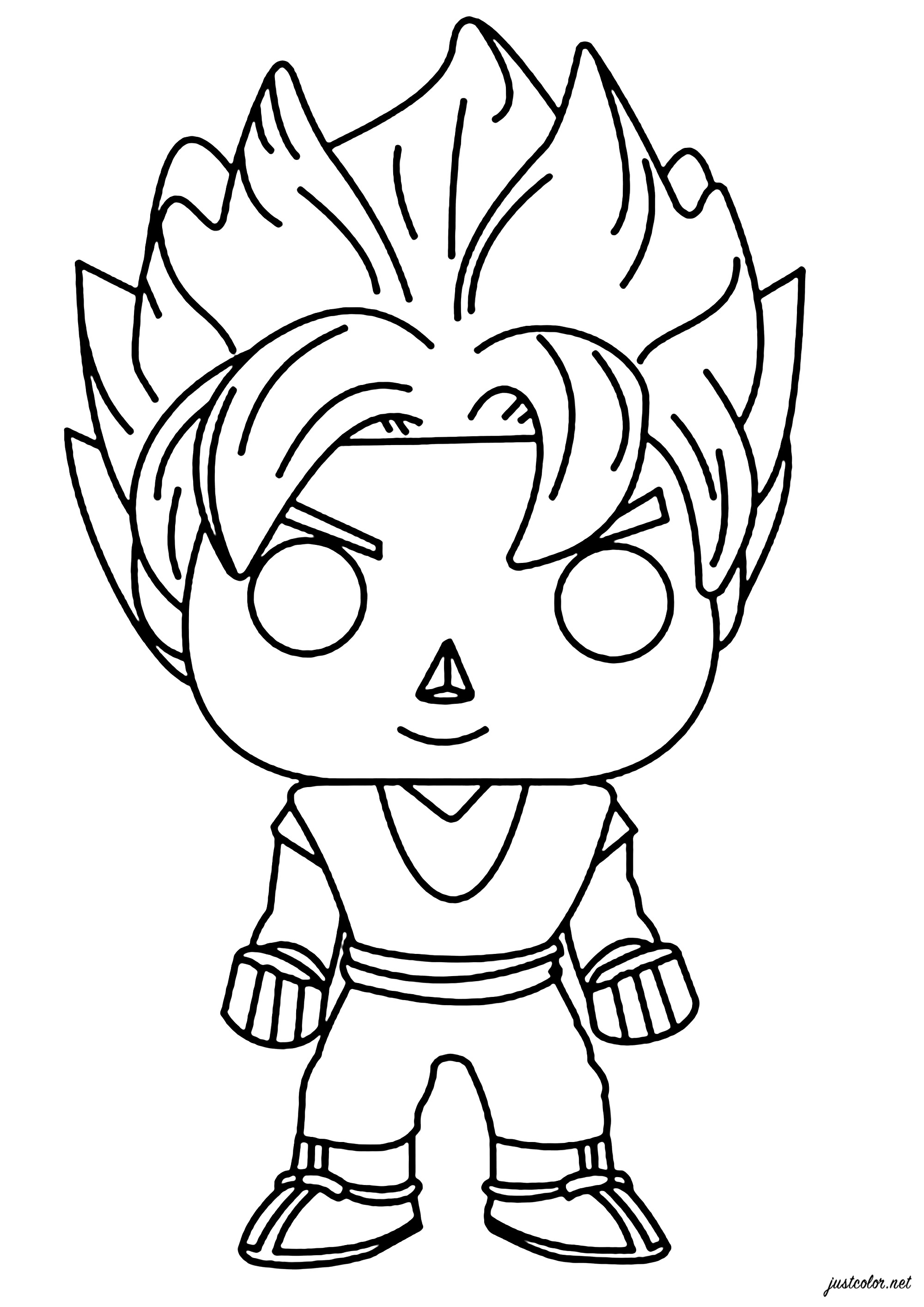 Goku (Dragon Ball) (Ausmalbild von Funko Pop zum Ausdrucken und Ausmalen für Kinder)