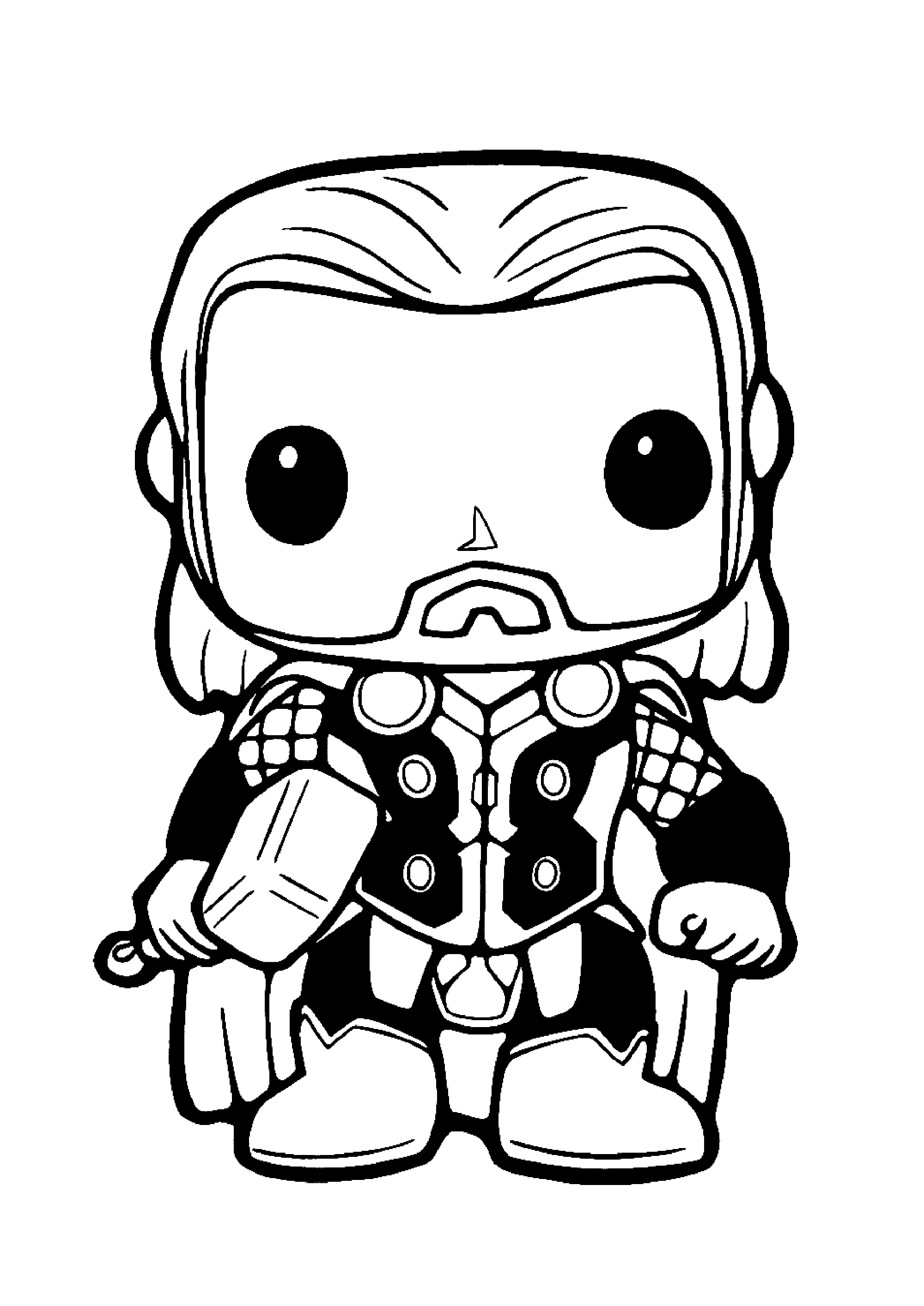 Thor der nordische Superheld (Ausmalbild von Funko Pop zum Ausdrucken und Ausmalen für Kinder)