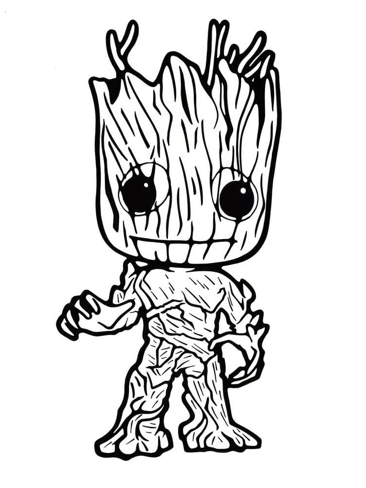 Groot aus Guardians of the Galaxy (Ausmalbild von Funko Pop zum Ausdrucken und Ausmalen für Kinder)