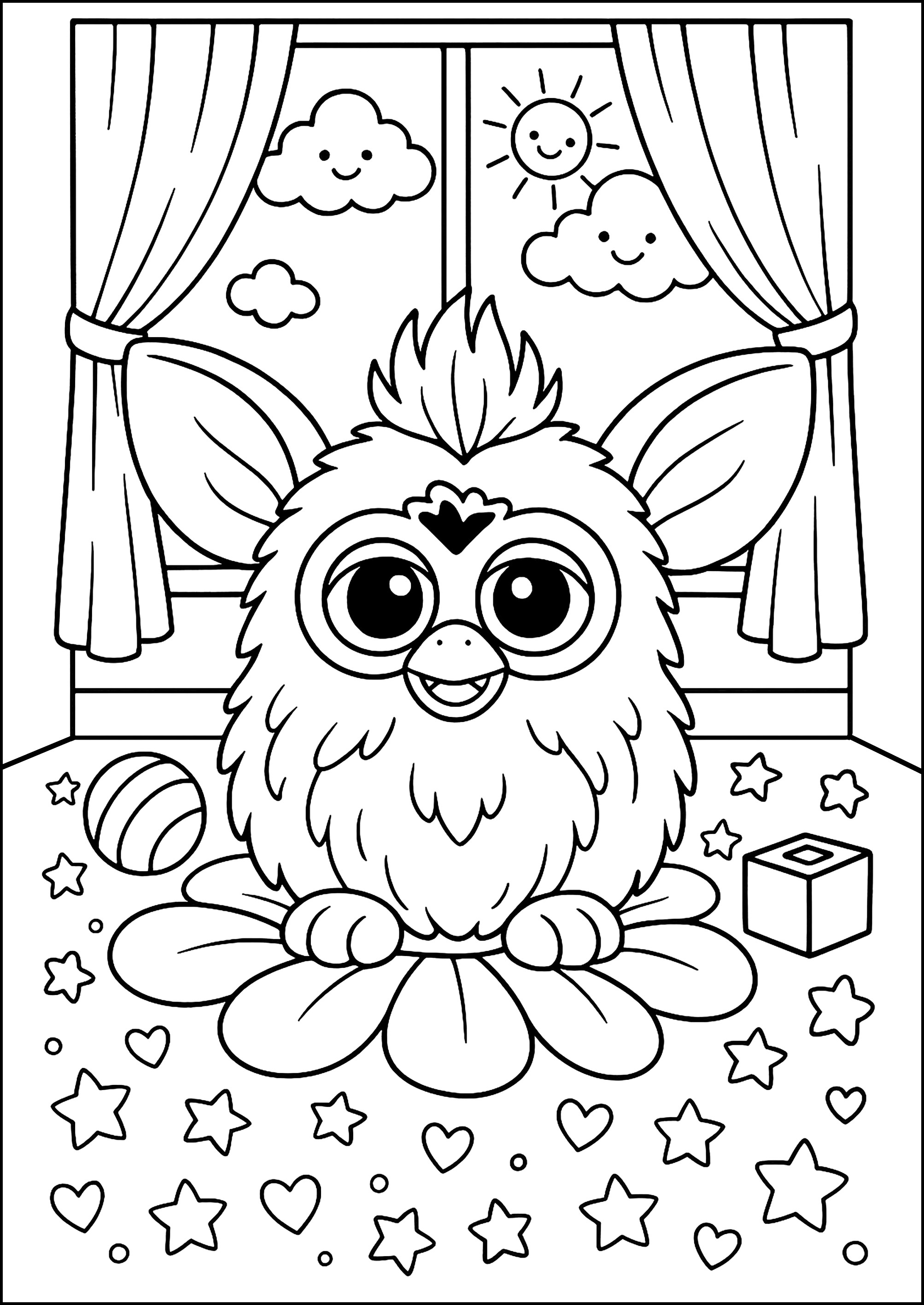 Hübsches Furby-Wesen (Ausmalbild zum Ausdrucken und Ausmalen für Kinder)