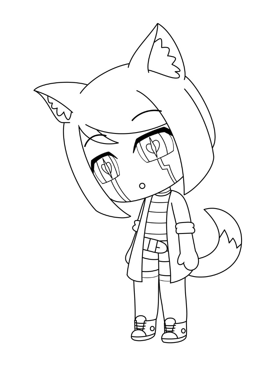 Sie scheint traurig zu sein. (Ausmalbild von Gacha Life zum Ausdrucken und Ausmalen für Kinder)