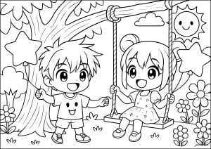 Verzauberter Tag im Park (Ausmalbild von Gacha Life)