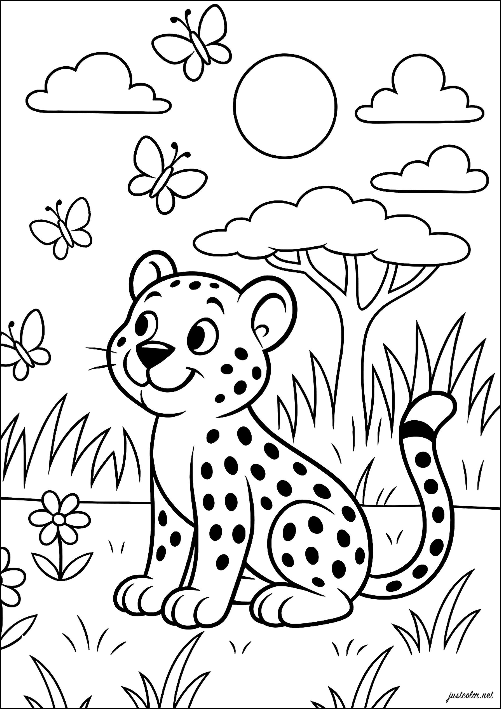 Kostenlose Ausmalbilder von geparde zum Ausdrucken (Ausmalbild zum Ausdrucken und Ausmalen für Kinder)