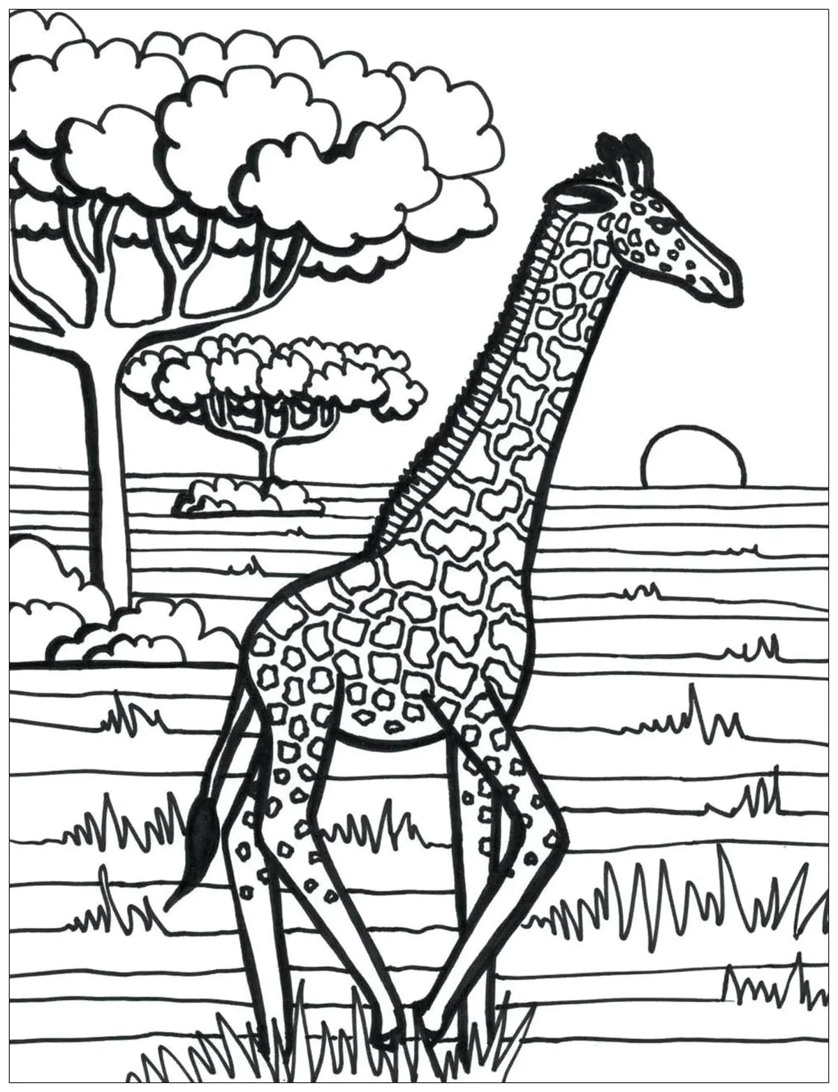 Laufende Giraffe (Ausmalbild zum Ausdrucken und Ausmalen für Kinder)