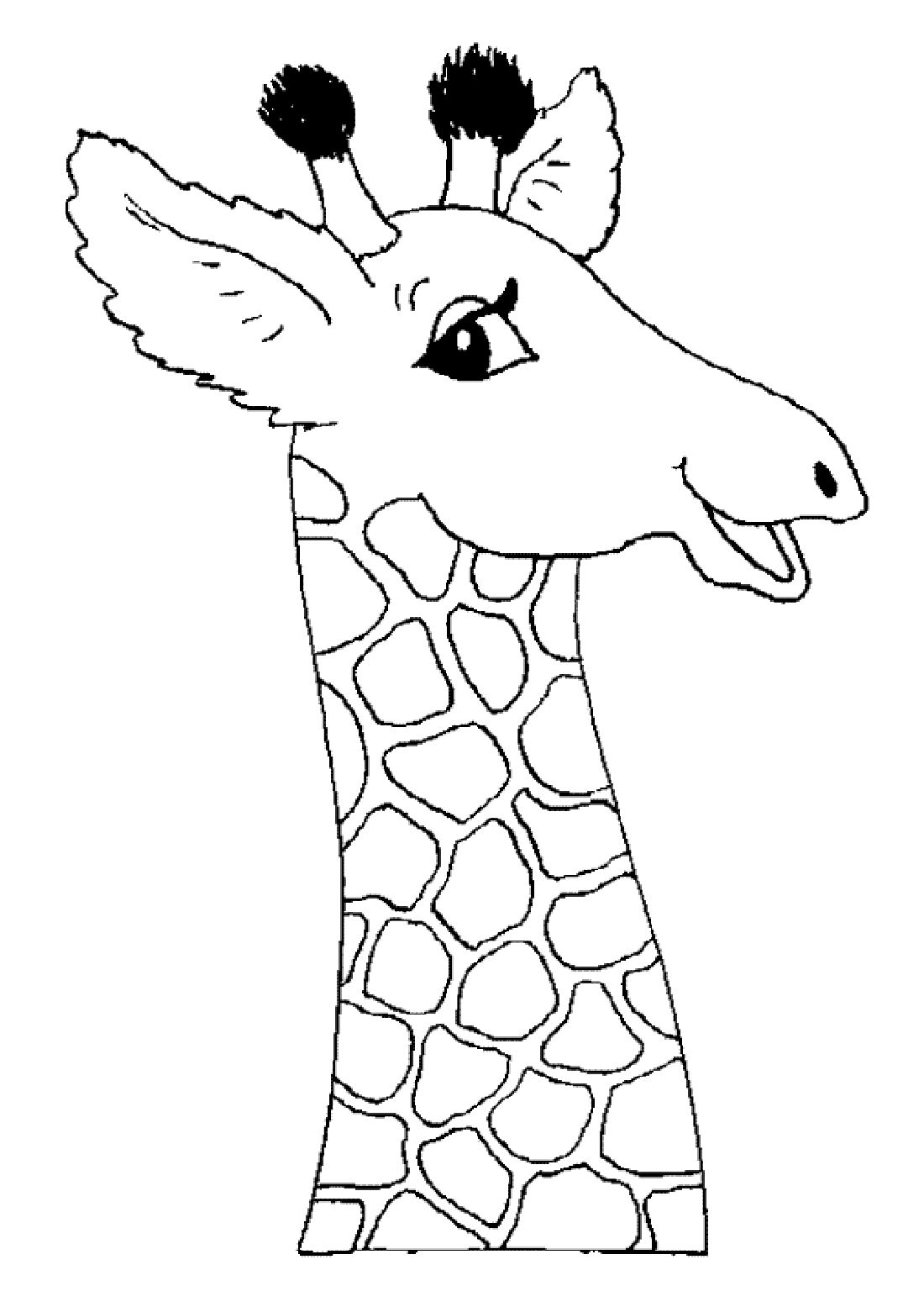 Lächelnde Giraffe (Ausmalbild zum Ausdrucken und Ausmalen für Kinder)