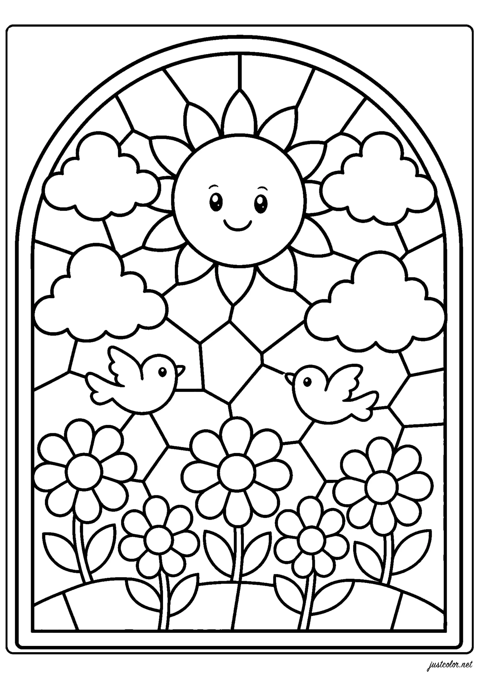 Ausmalbilder von glasmalerei zum Herunterladen (Ausmalbild zum Ausdrucken und Ausmalen für Kinder)