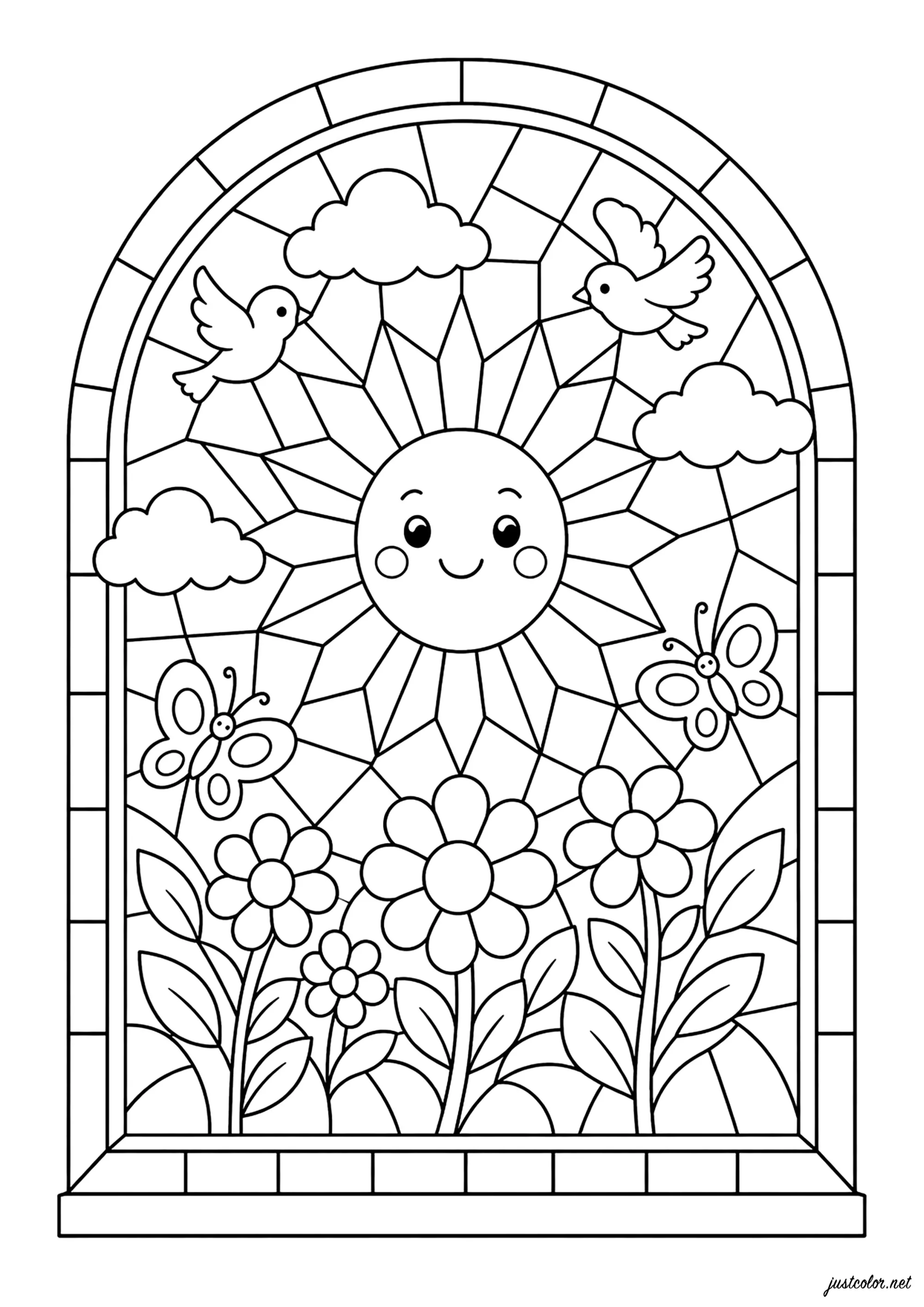 Ausmalbilder von glasmalerei zum Herunterladen (Ausmalbild zum Ausdrucken und Ausmalen für Kinder)