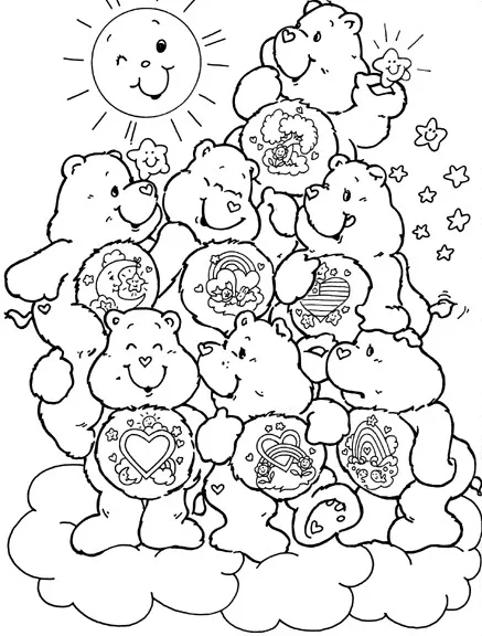 Kostenloses Ausmalbild von den Glücksbärchis zum Ausmalen. (Gluecksbaerchis)
