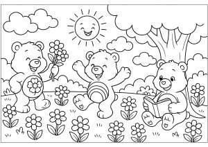 Sonniger Tag für die Glücksbärchen (Ausmalbild von Gluecksbaerchis)