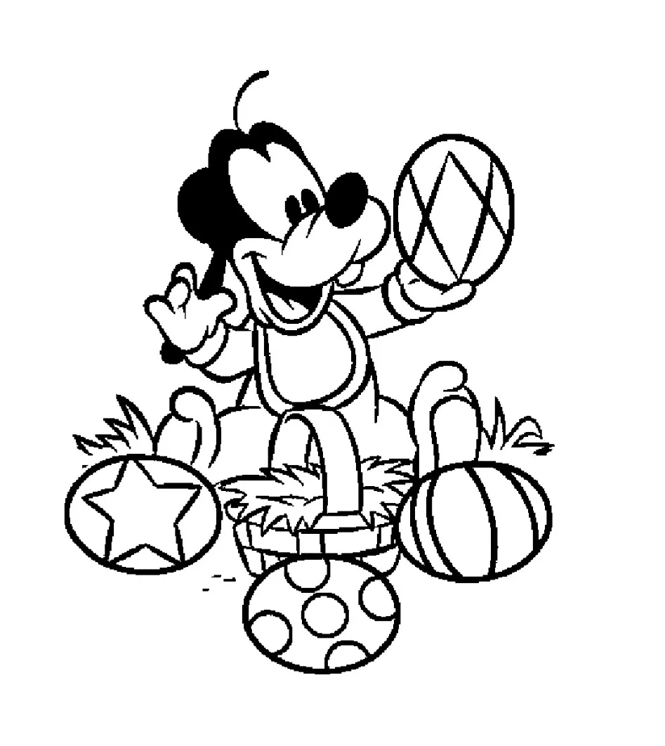 Baby Goofy hat Spaß (Ausmalbild zum Ausdrucken und Ausmalen für Kinder)