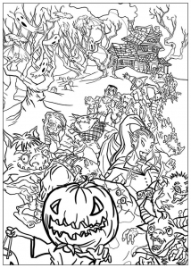 Halloween Coloriage zum kostenlosen Ausdrucken (Ausmalbild)