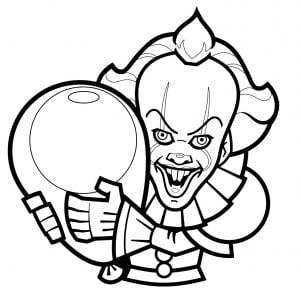 Es - Version 1 Clown (Ausmalbild von Halloween)