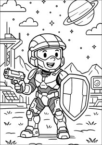 Weltraumabenteuer eines tapferen Helden (Ausmalbild von Halo)