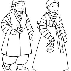Ausmalbilder von Hanbok zum Ausdrucken und Ausmalen für Kinder