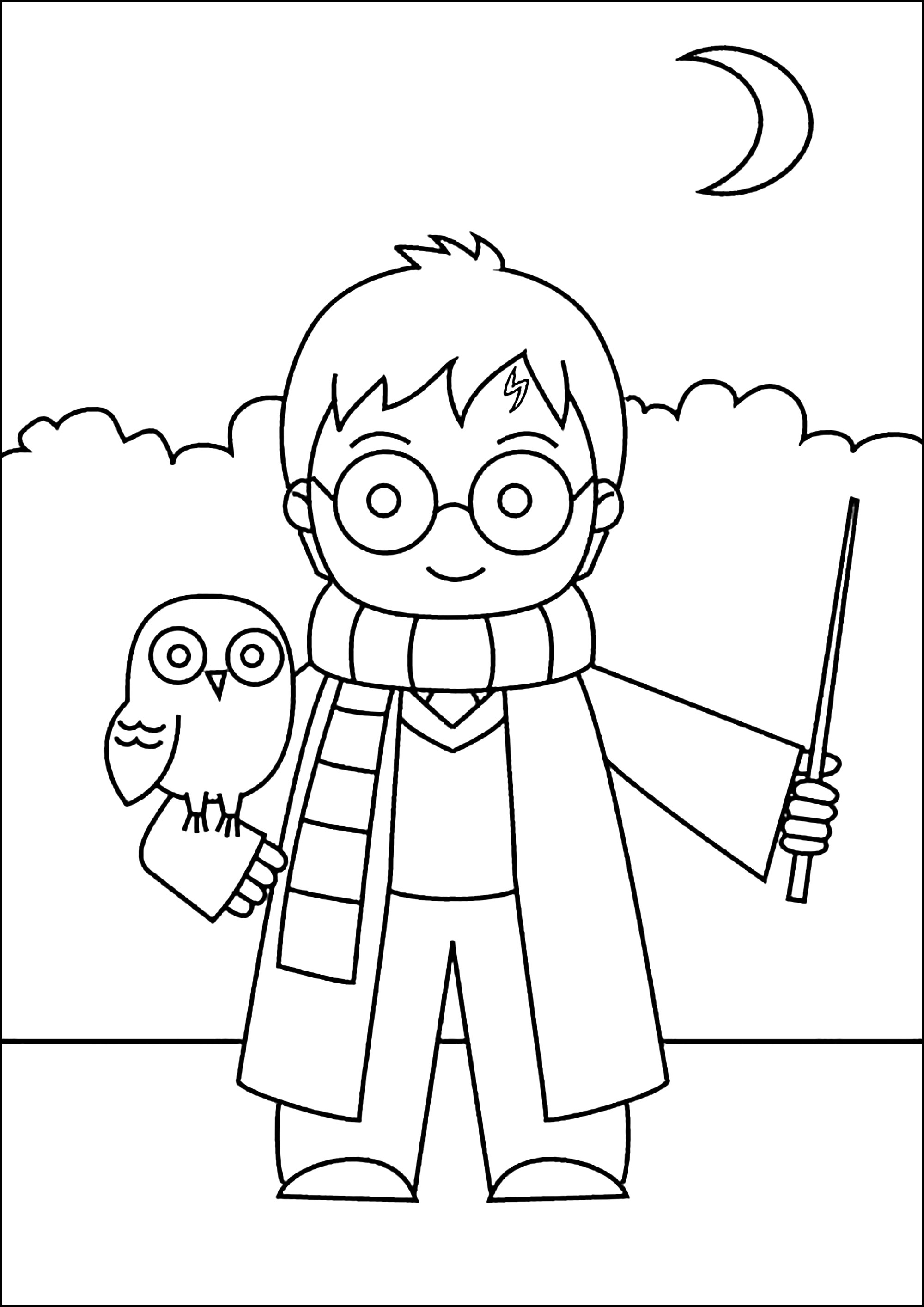 Einfache Harry-Potter-Zeichnung zum Ausmalen (Harry Potter)