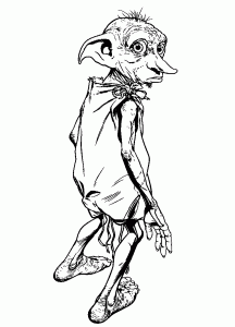 Einfaches Ausmalbild von Dobby, dem Hauself (Harry Potter) (Ausmalbild)