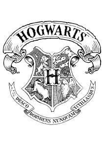 Logo von Hogwarts (Poudlard auf Französisch) (Ausmalbild von Harry Potter)