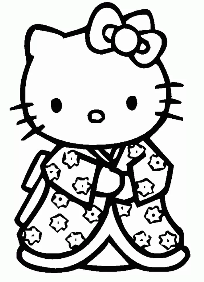 Hello Kitty Coloriage zum Ausdrucken (Ausmalbild zum Ausdrucken und Ausmalen für Kinder)