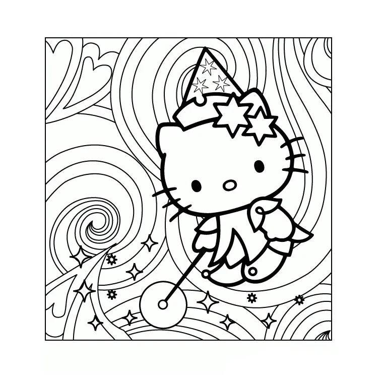 Kostenlose Zeichnung von Hello Kitty zum Ausdrucken und Ausmalen