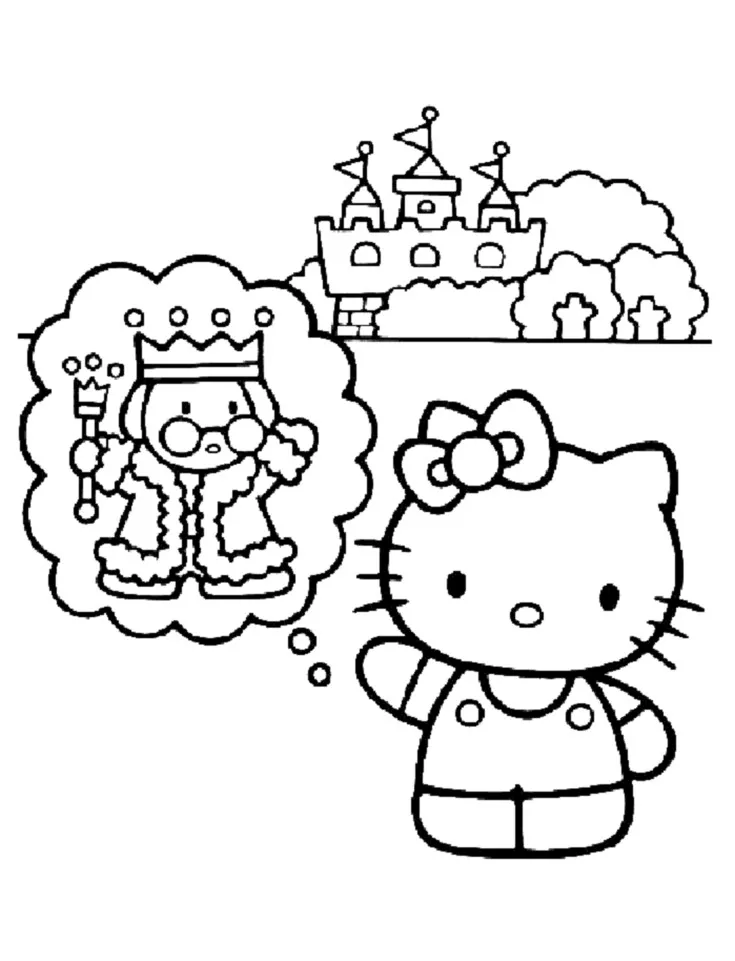 Hello Kitty Coloriage zum Herunterladen (Ausmalbild zum Ausdrucken und Ausmalen für Kinder)