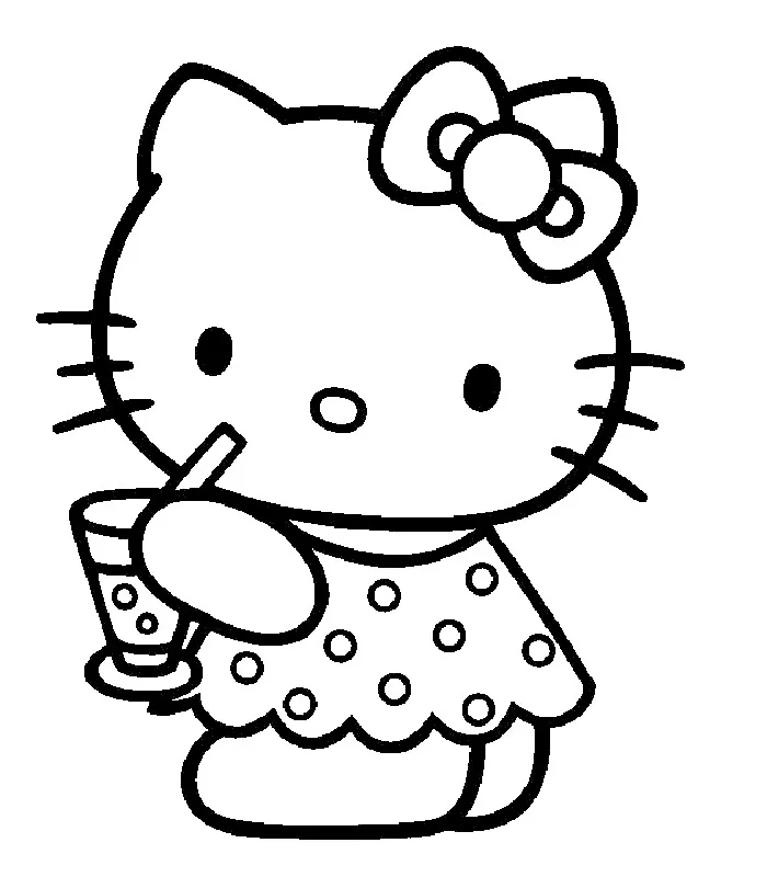 Ausmalbilder von Hello Kitty für Kinder (Ausmalbild zum Ausdrucken und Ausmalen für Kinder)