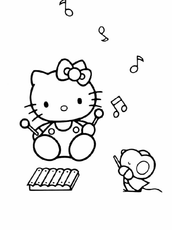 Hello Kitty Coloriage zum Herunterladen (Ausmalbild zum Ausdrucken und Ausmalen für Kinder)