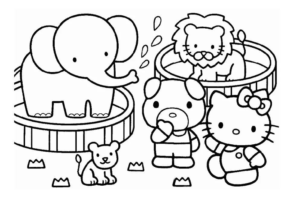 Ausmalbilder von Hello Kitty zum Ausmalen für Kinder