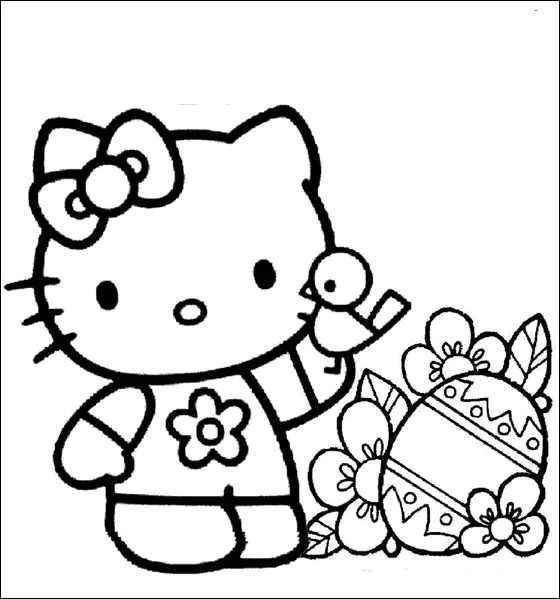 Hello Kitty Malbuch (Ausmalbild zum Ausdrucken und Ausmalen für Kinder)