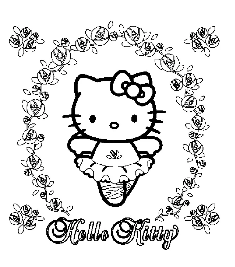 Ausmalbilder von Hello Kitty für Kinder (Ausmalbild zum Ausdrucken und Ausmalen für Kinder)