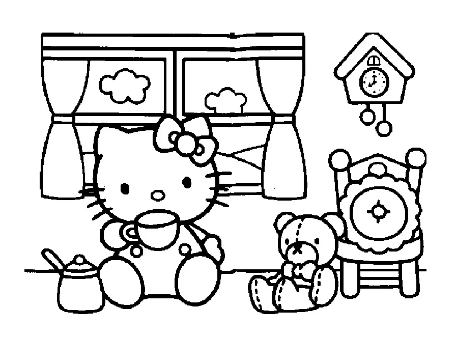 Ausmalbilder von Hello Kitty zum Ausmalen für Kinder