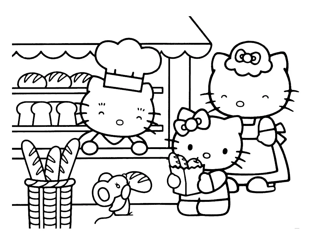 Ausmalbilder von Hello Kitty zum Ausmalen für Kinder
