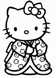 Hello Kitty Coloriage zum Ausdrucken (Ausmalbild)