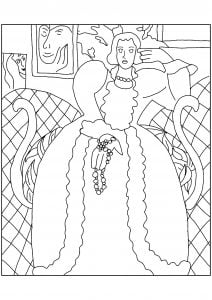 Henri Matisse - Das große blaue Kleid und Mimosen (Ausmalbild)