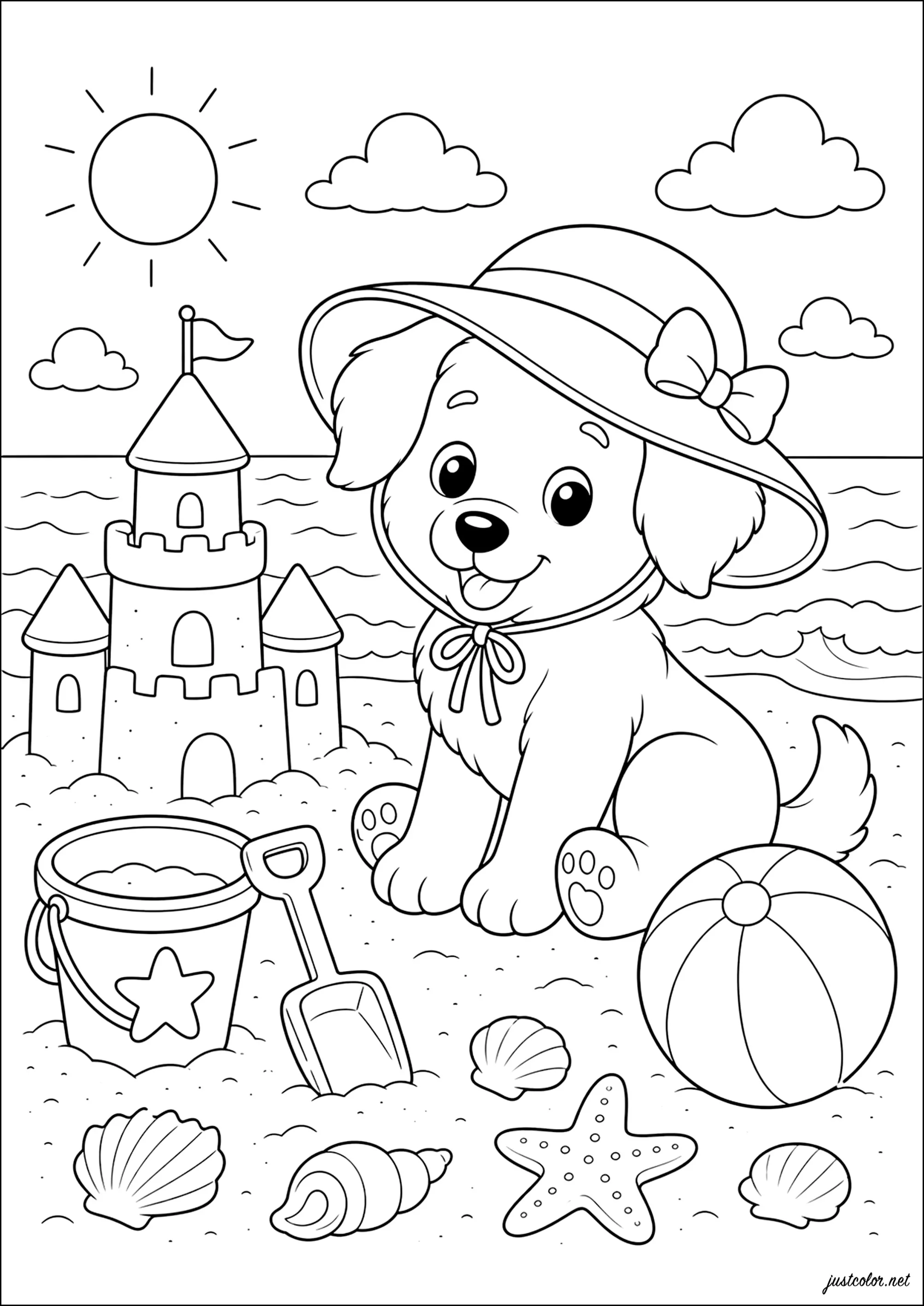 Kostenlose Ausmalbilder für Kinder von hunde (Ausmalbild zum Ausdrucken und Ausmalen für Kinder)