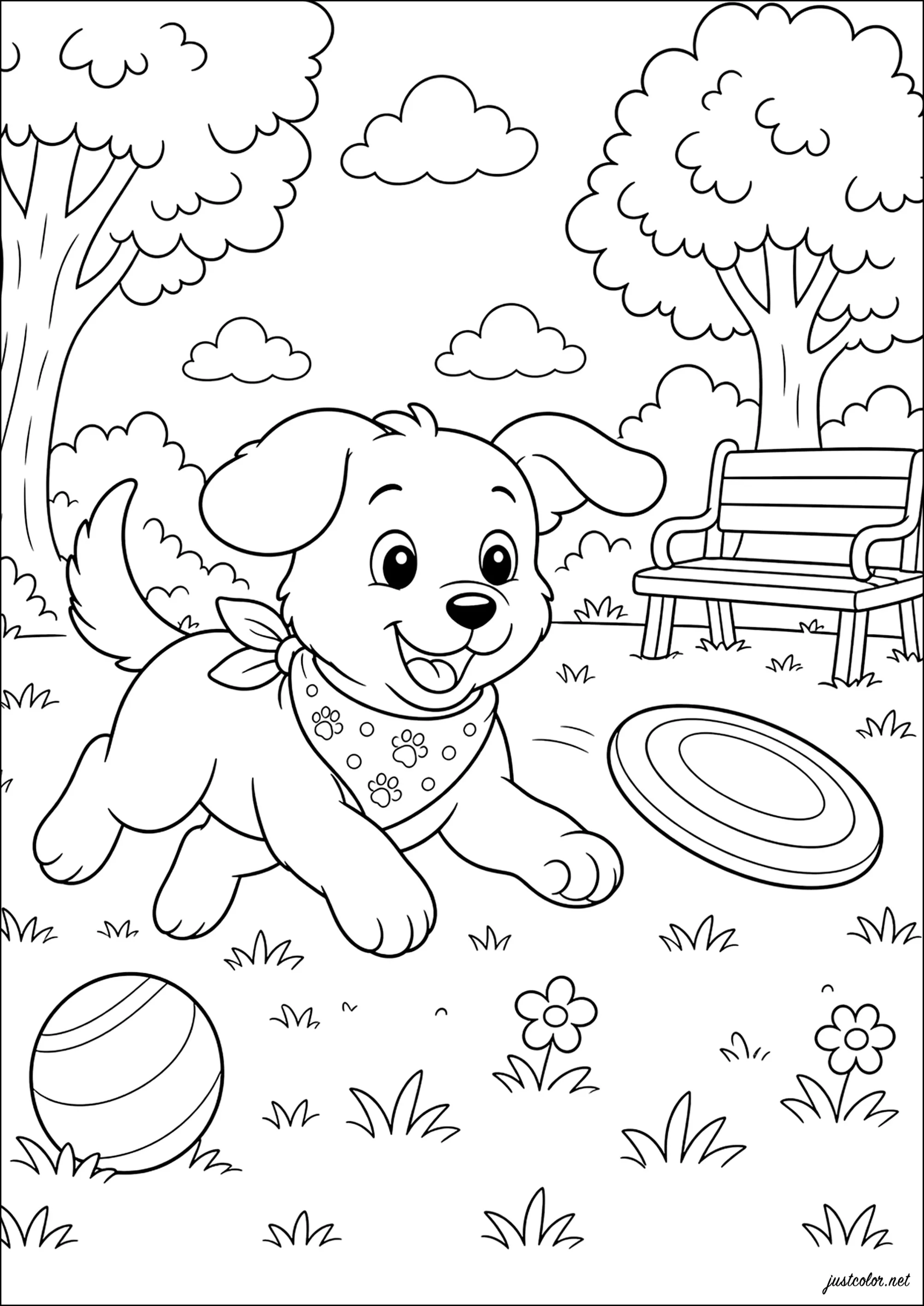 Ausmalbilder von hunde für Kinder (Ausmalbild zum Ausdrucken und Ausmalen für Kinder)