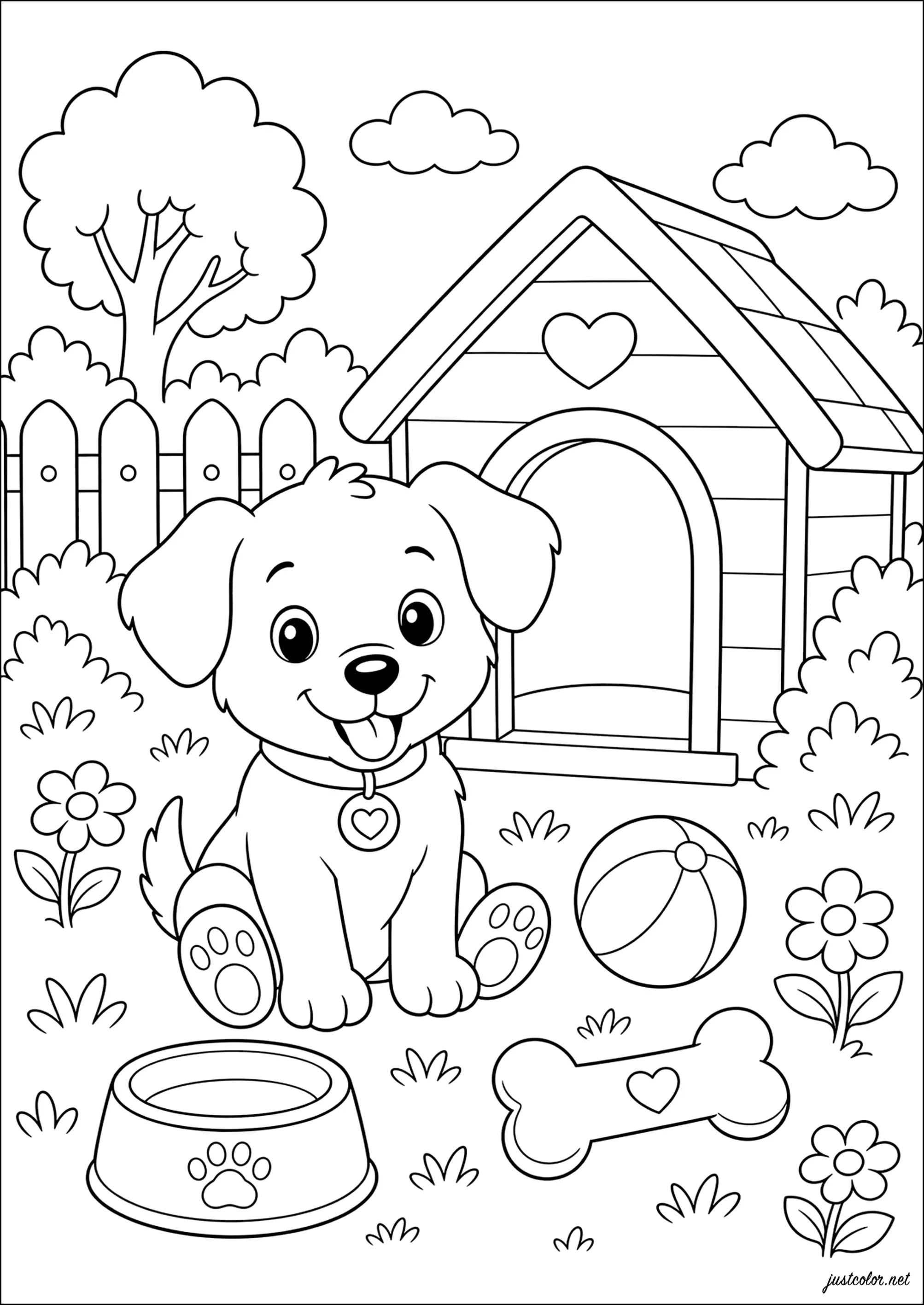 Kostenlose Ausmalbilder von hunde für Kinder (Ausmalbild zum Ausdrucken und Ausmalen für Kinder)