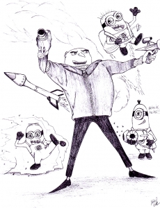 Ich bin hässlich und böse Collage zum Ausdrucken für Kinder (Ausmalbild von Ich - Einfach unverbesserlich)