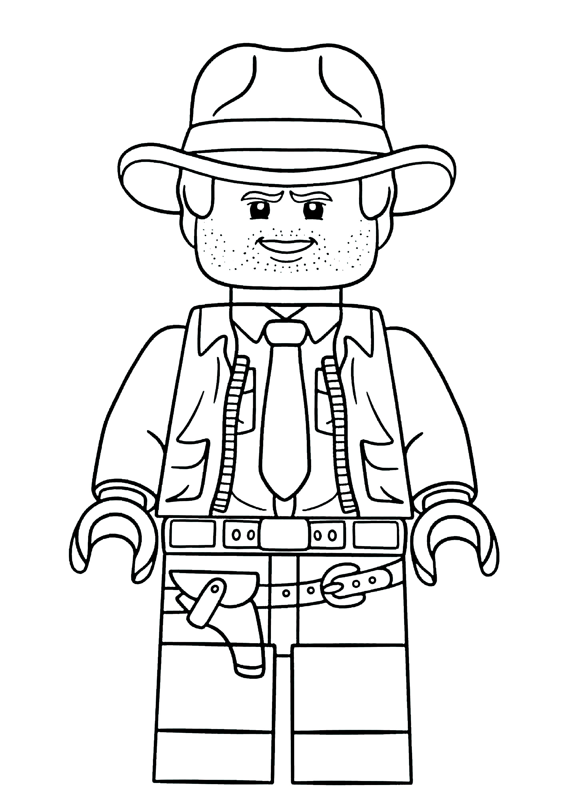 Lego-Version von Indiana Jones (Ausmalbild zum Ausdrucken und Ausmalen für Kinder)