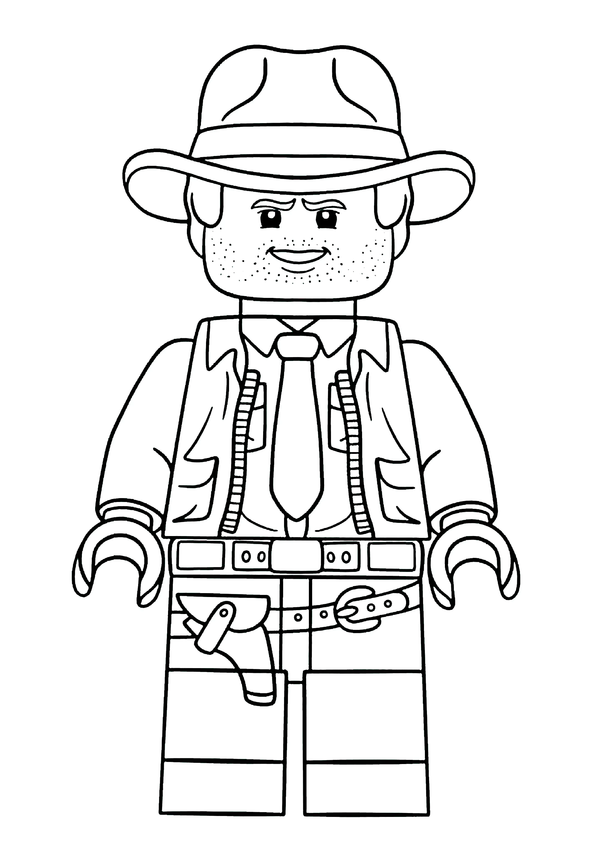 Lego-Version von Indiana Jones (Ausmalbild zum Ausdrucken und Ausmalen für Kinder)