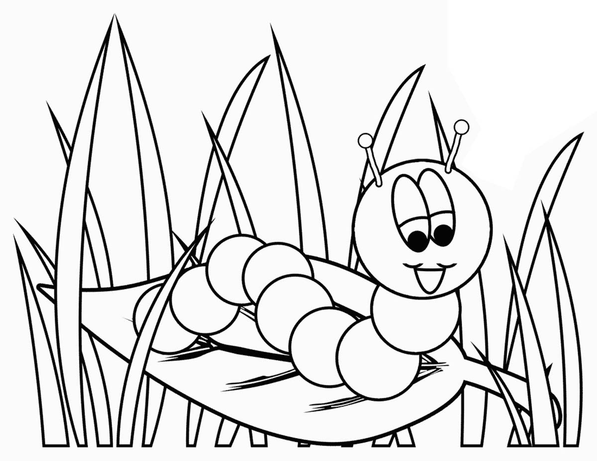 Raupe (Ausmalbild von Insekten zum Ausdrucken und Ausmalen für Kinder)