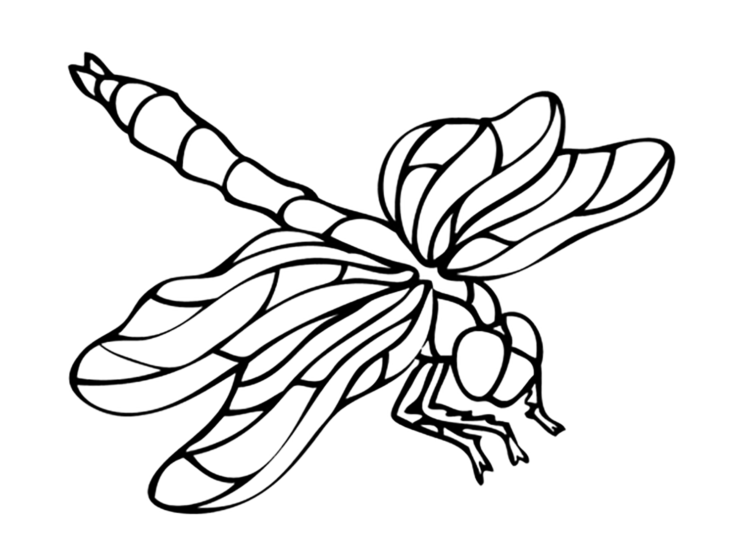 Libelle (Ausmalbild von Insekten zum Ausdrucken und Ausmalen für Kinder)