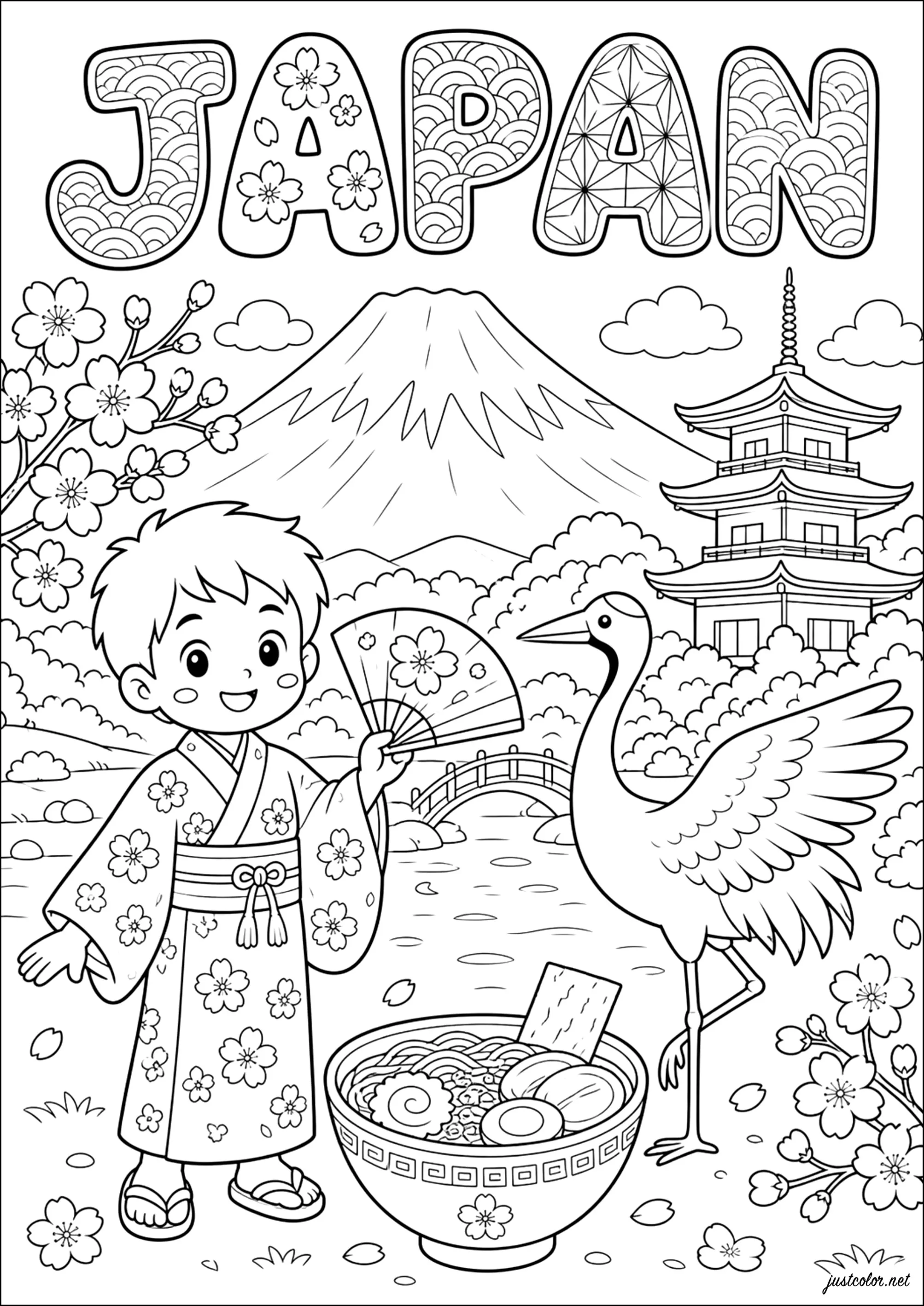 Ausmalbilder von japan für Kinder (Ausmalbild zum Ausdrucken und Ausmalen für Kinder)