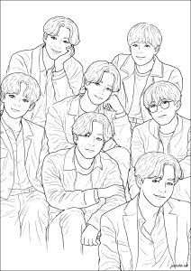 Die K-Pop-Musikgruppe BTS (Ausmalbild)