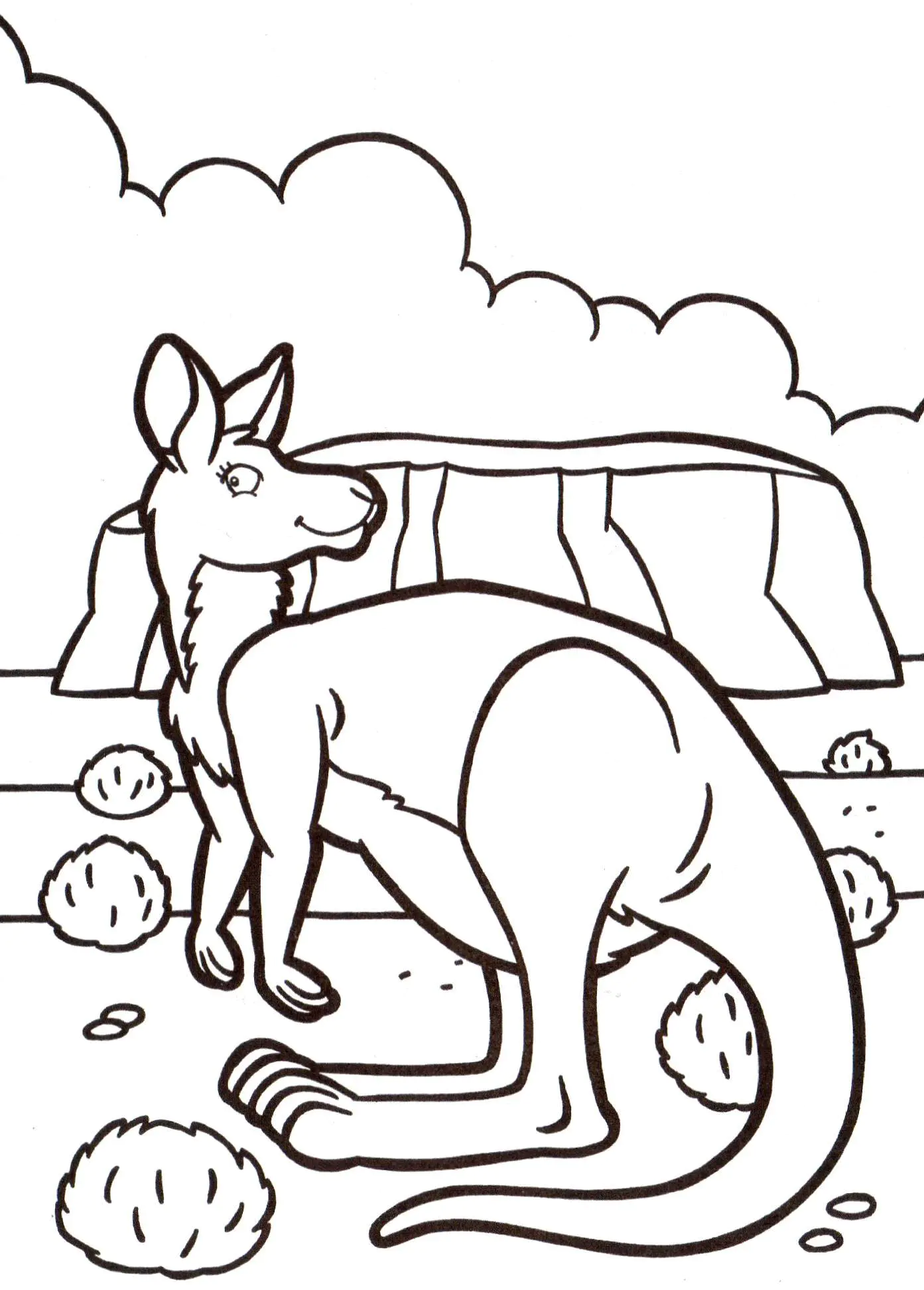 Känguru-Bild zum Ausdrucken und Ausmalen (Kaengurus)