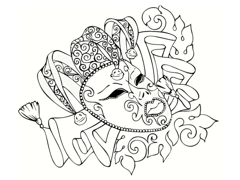 Karneval Coloriage zum Herunterladen (Ausmalbild zum Ausdrucken und Ausmalen für Kinder)